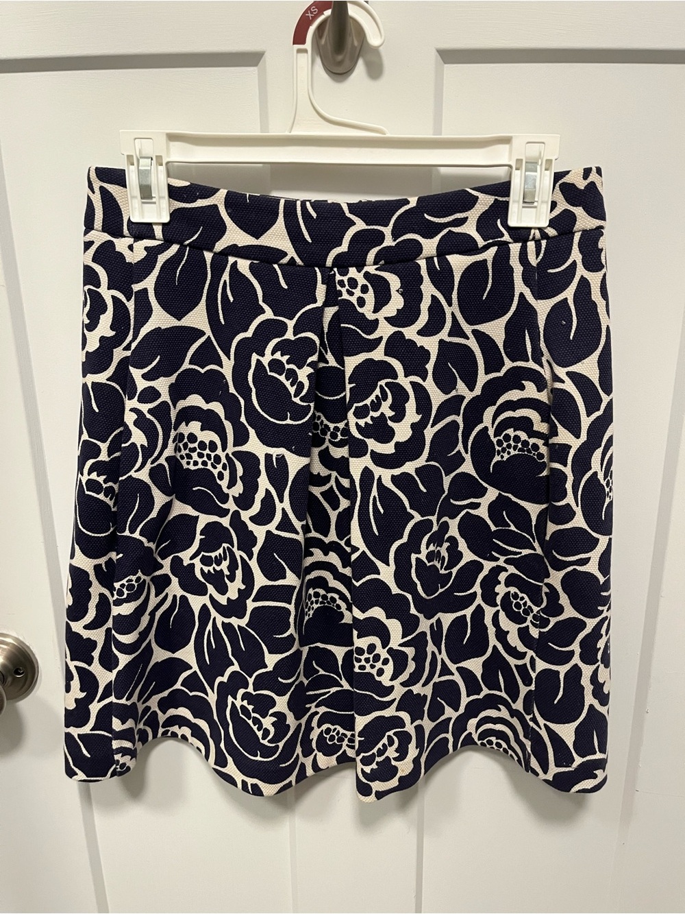 Boden Navy and White Floral A-Line Skirt